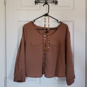 Cropped button down blouse